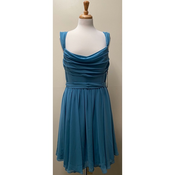 Vera Wang Off-the-Shoulder Charmeuse Dress - Picture 3 of 7